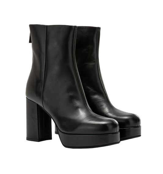Botín con plataforma en piel negro