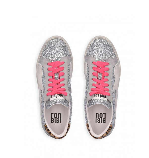 GAMIN Sneakers combinada en glitter plata