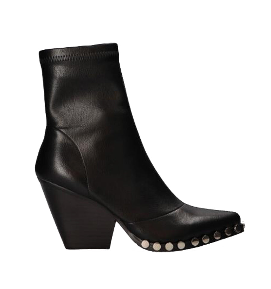 KANSAS Botín cowboy con tachas en stretch negro