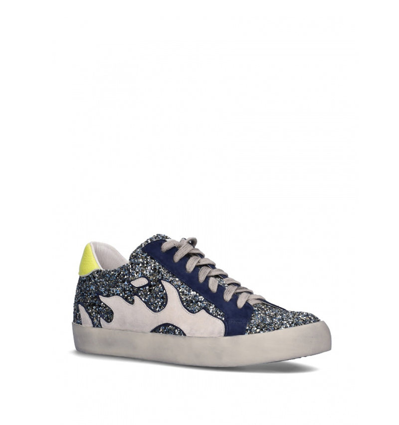 Sneakers combinada en glitter azul-marino