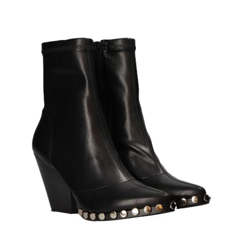 KANSAS Botín cowboy con tachas en stretch negro