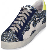 Sneakers combinada en glitter azul-marino