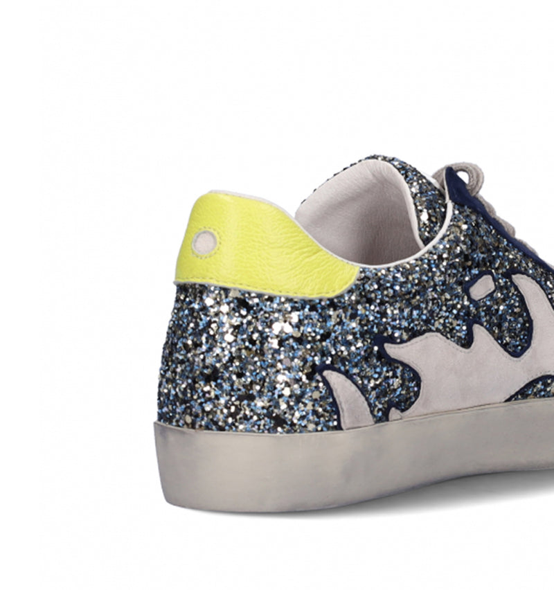 Sneakers combinada en glitter azul-marino