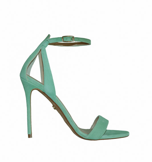 Sandalia alta con talón en verde-agua