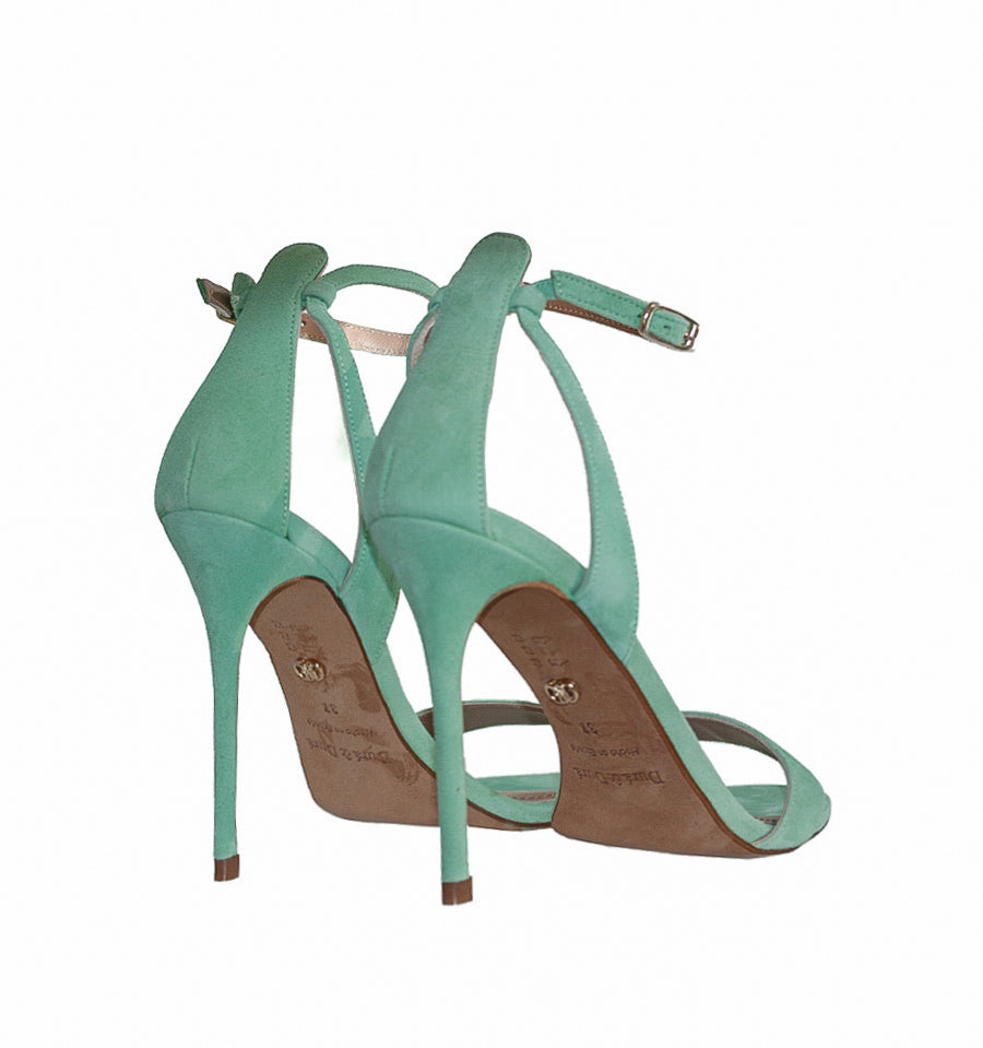 Sandalia alta con talón en verde-agua