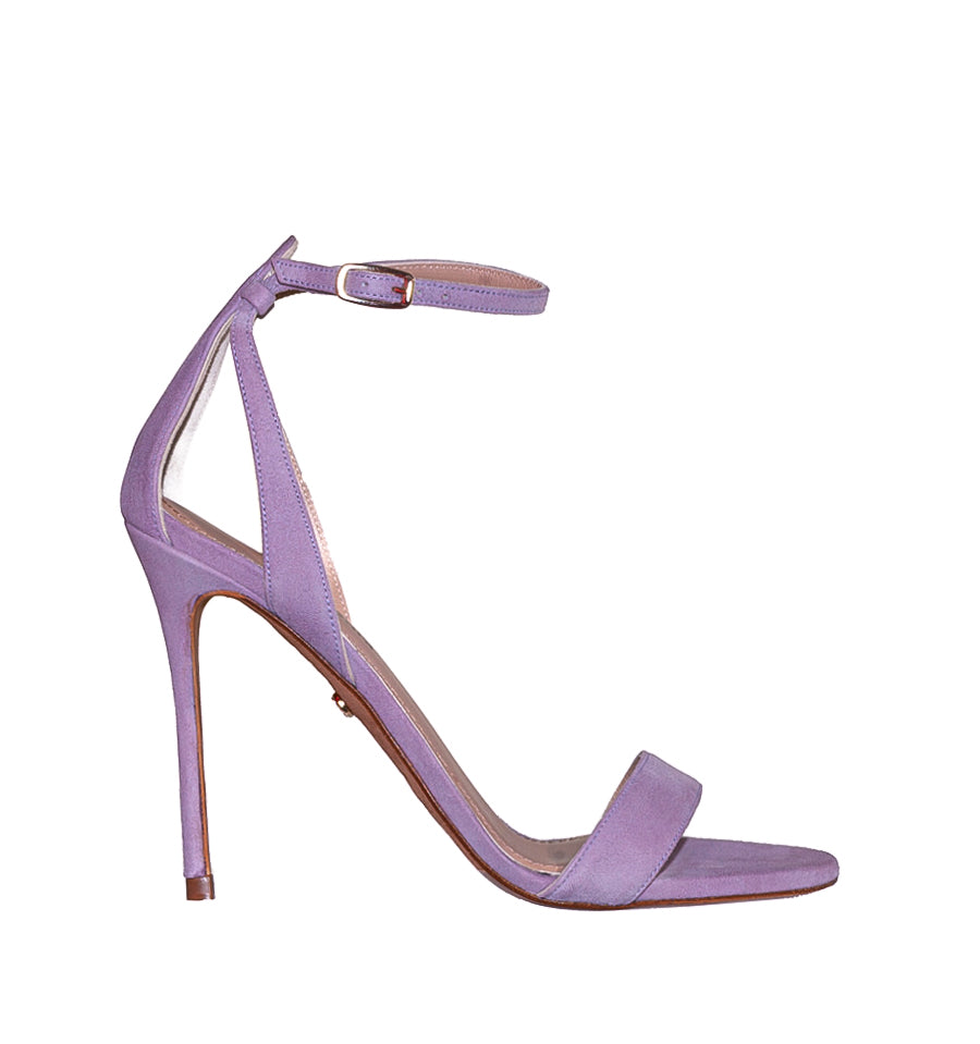 Sandalia alta con talón en malva