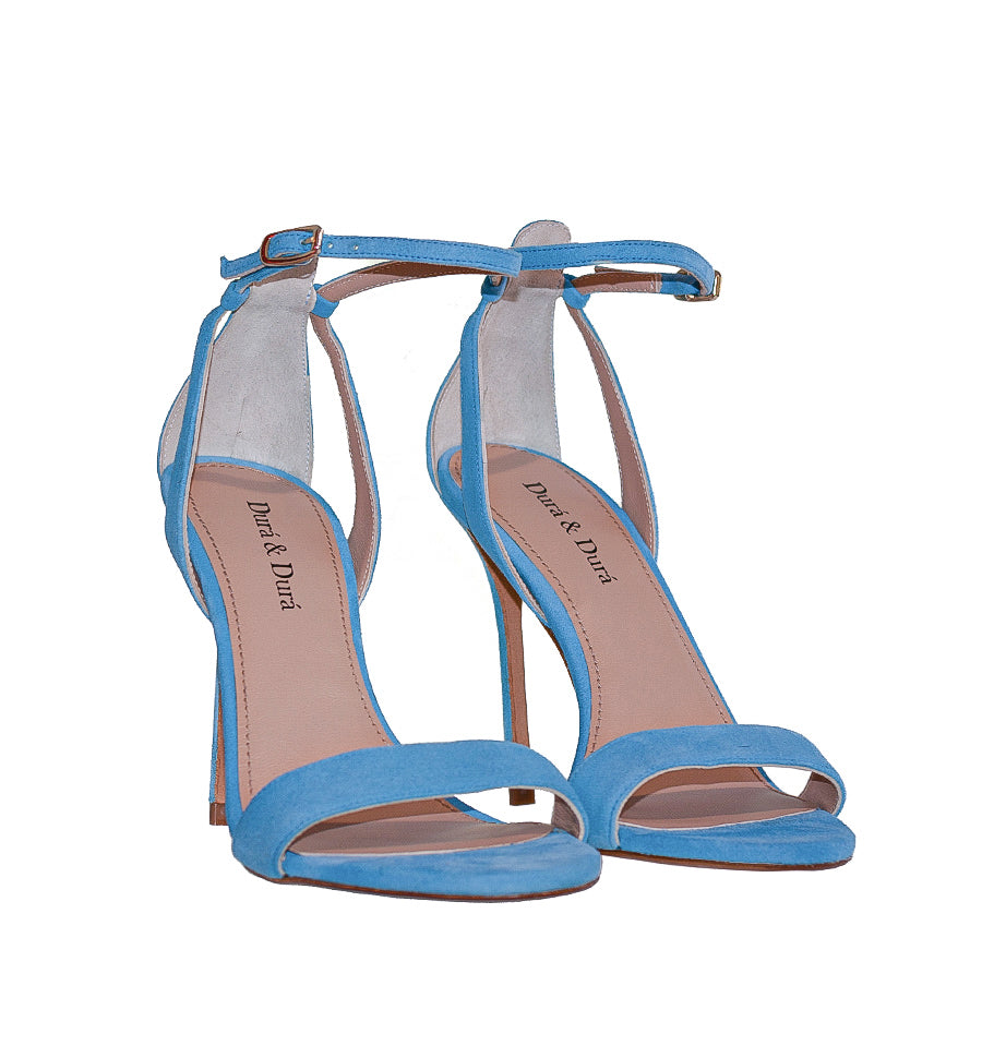 RITA Sandalia alta con talón en azul-cielo