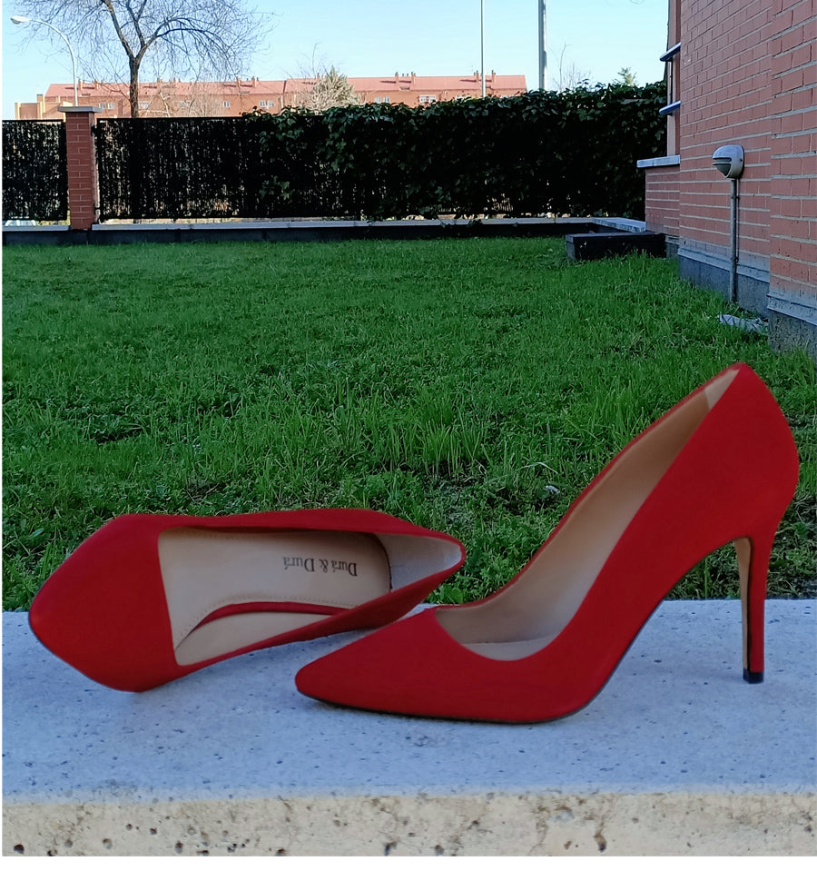 SUSAN-Stiletto medio/alto en ante rojo