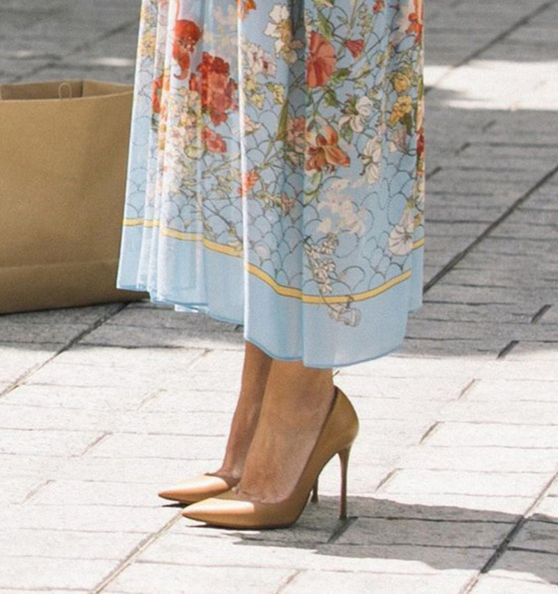 Stiletto alto en piel natural