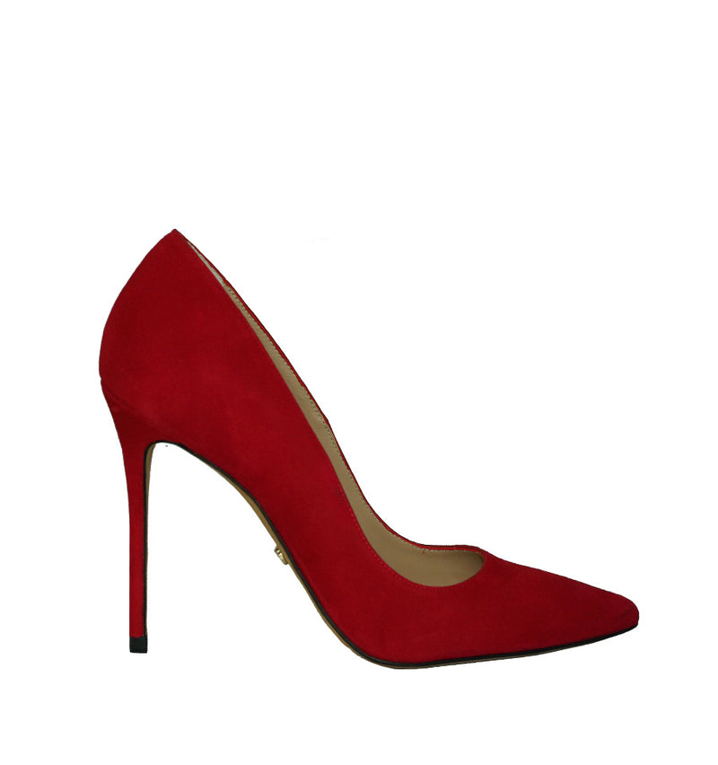 Stiletto alto en ante rojo