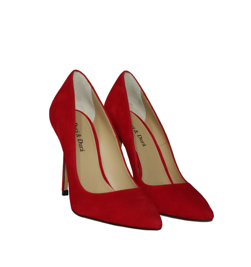 Stiletto alto en ante rojo