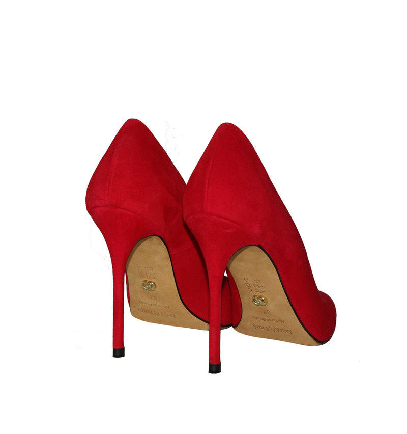 Stiletto alto en ante rojo