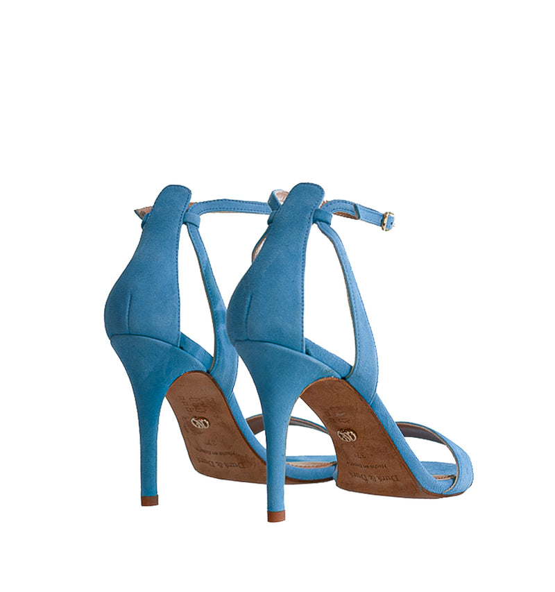Sandalia media/alta con talón en azul-cielo
