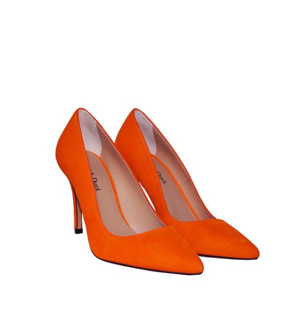 Stiletto medio/alto en ante naranja