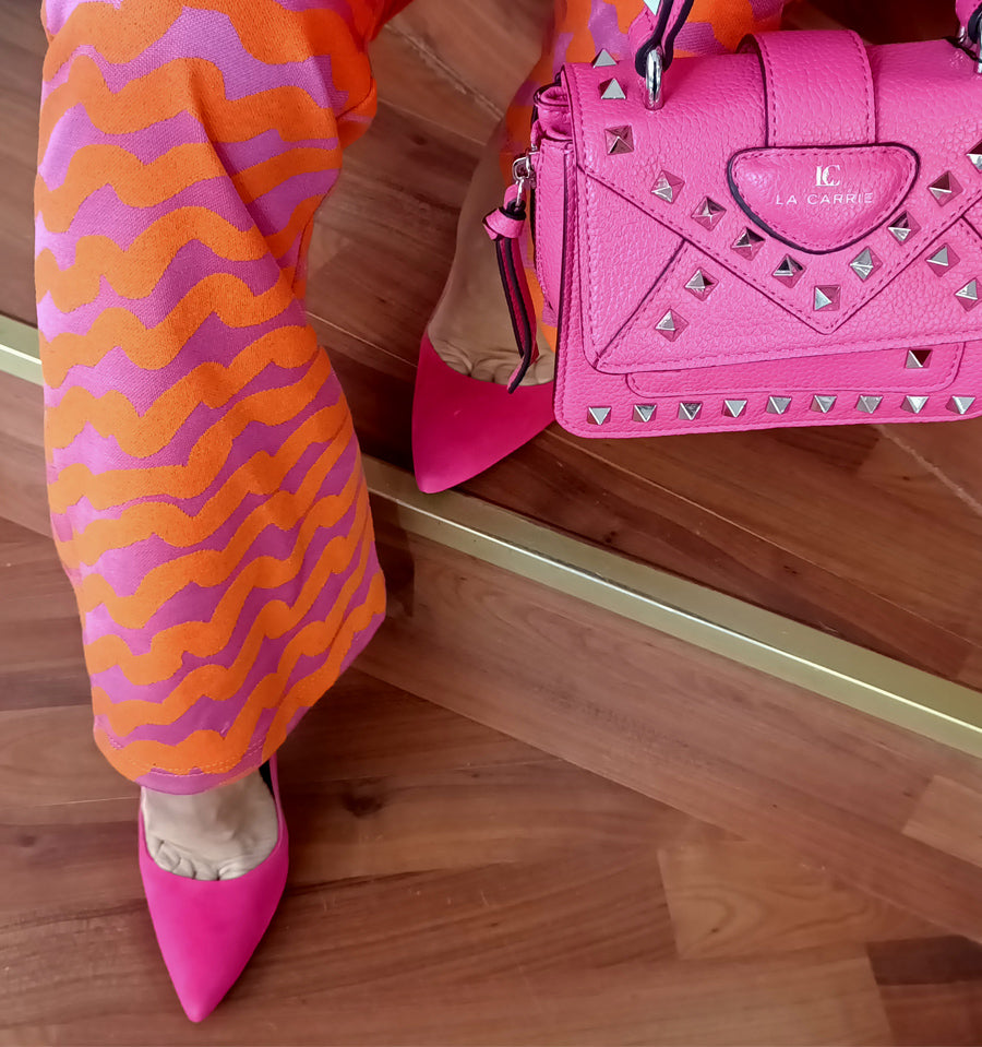 SUSAN - Stiletto medio/alto en ante fuxia