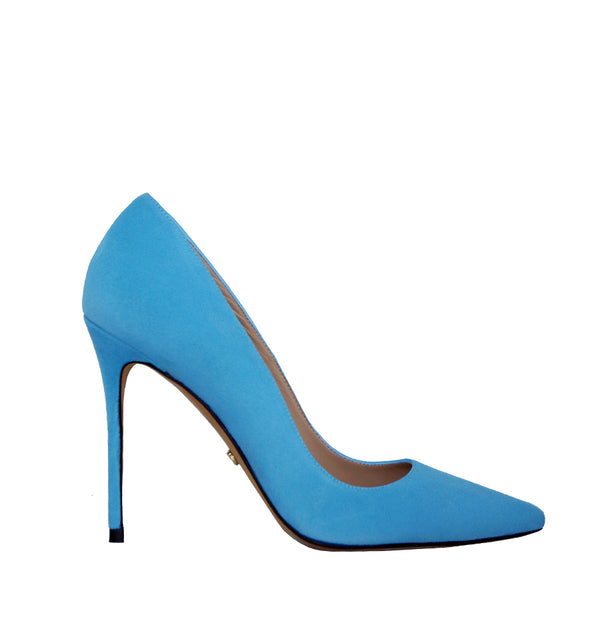 Stiletto alto en ante azul-cielo