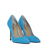 Stiletto alto en ante azul-cielo