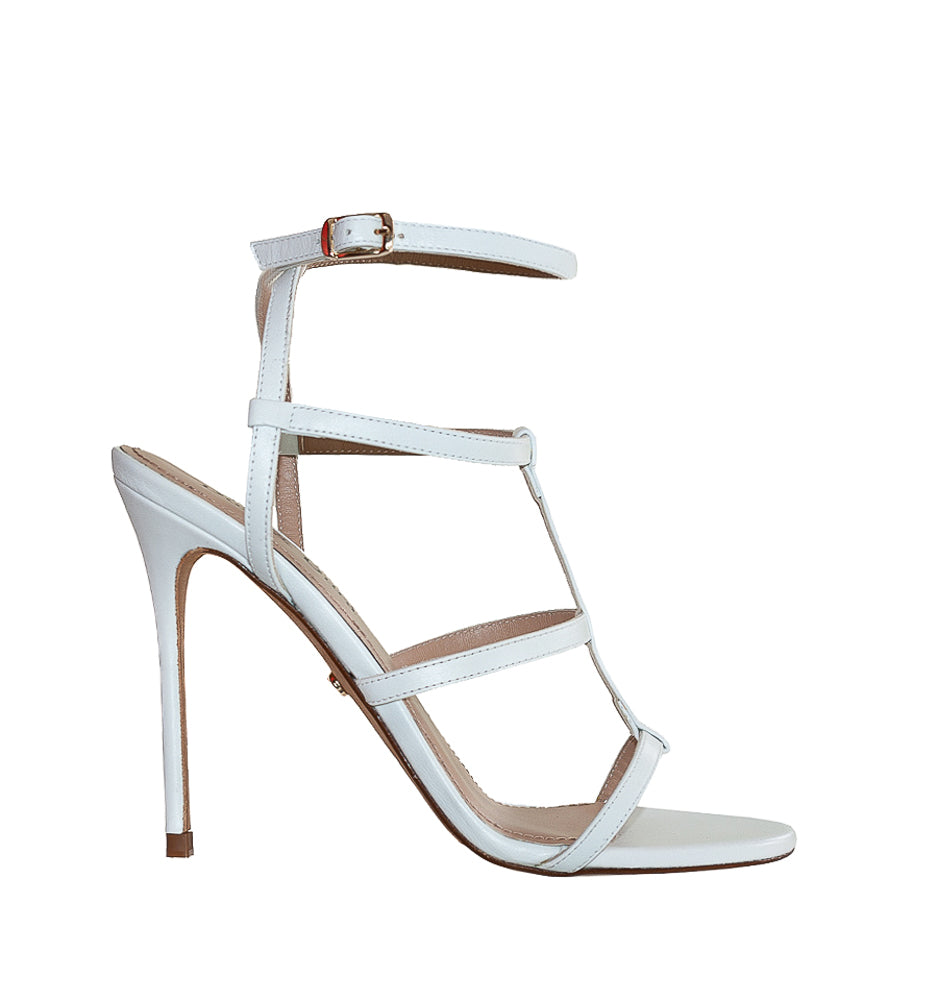 EVA - Sandalia alta con tiras en blanco