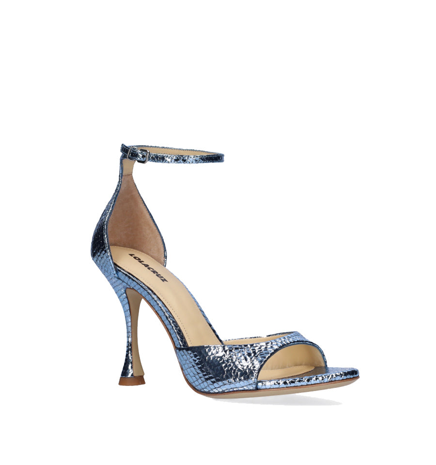 KUMALA - Sandalia alta con talón y pulsera en azul-j