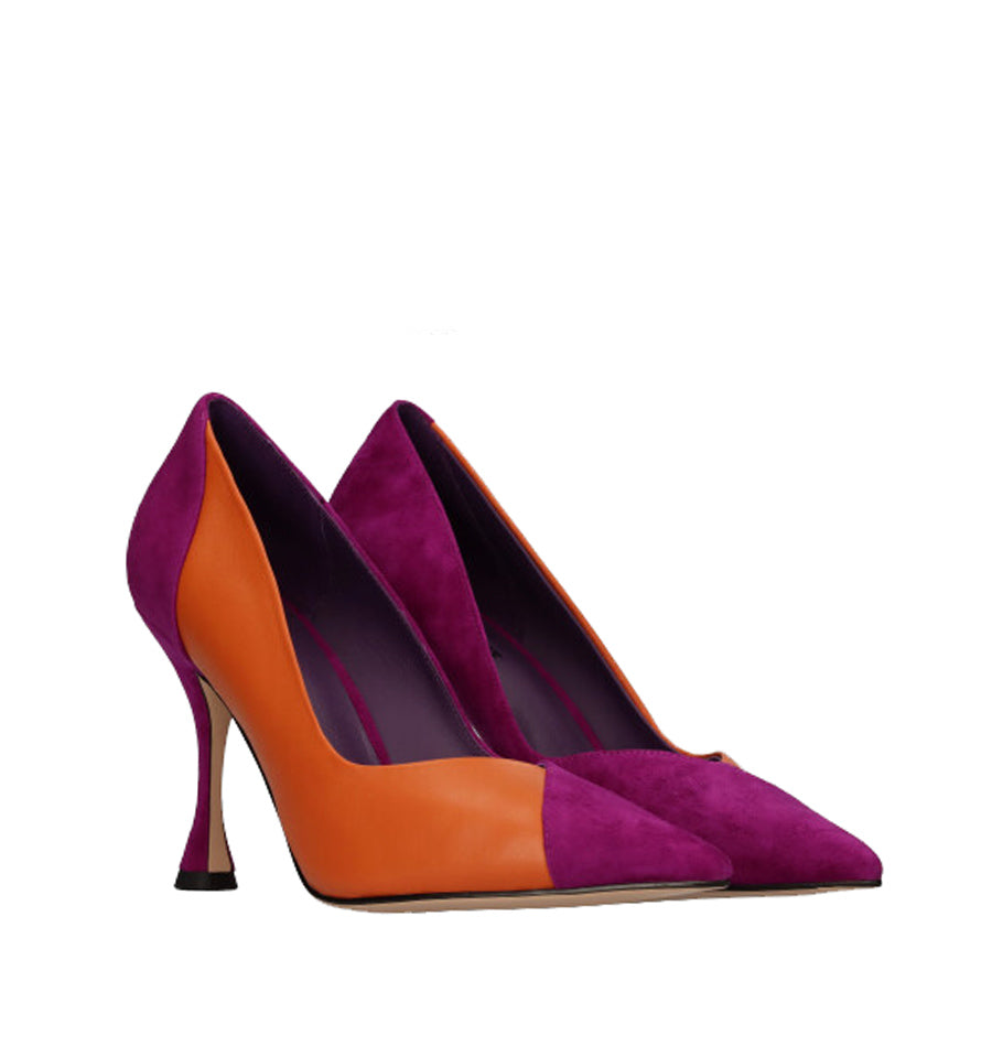 Salón bicolor en naranja y morado
