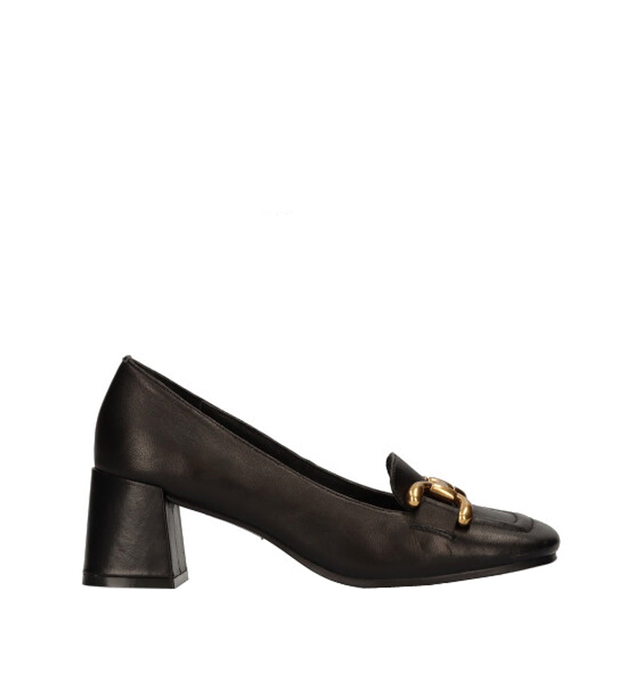 VALENCIA Mocasín solapa baja en piel negro