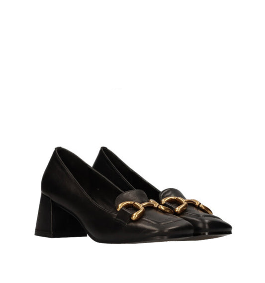 VALENCIA Mocasín solapa baja en piel negro