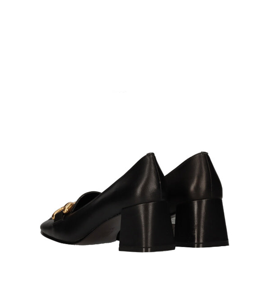 VALENCIA Mocasín solapa baja en piel negro