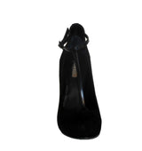 Zapato "T" con plataforma interna en ante negro