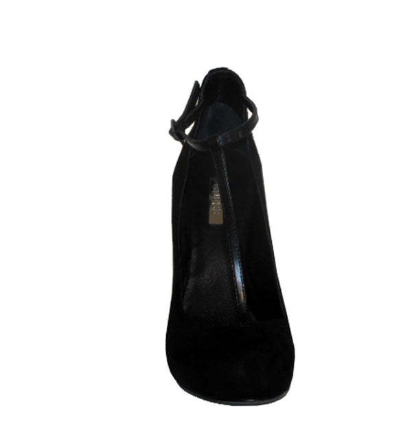 Zapato "T" con plataforma interna en ante negro
