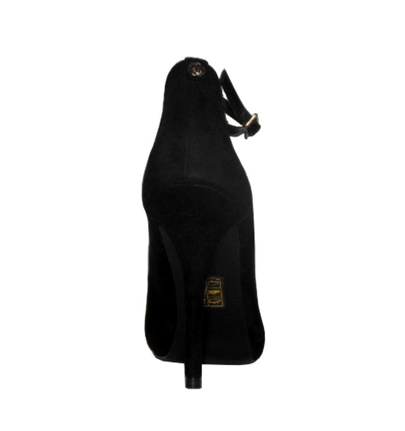 Zapato "T" con plataforma interna en ante negro