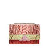 Bolso tricolor en serpiente rosa/ verde/ coral