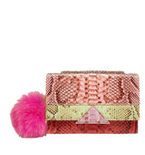 Bolso tricolor en serpiente rosa/ verde/ coral
