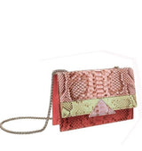 Bolso tricolor en serpiente rosa/ verde/ coral