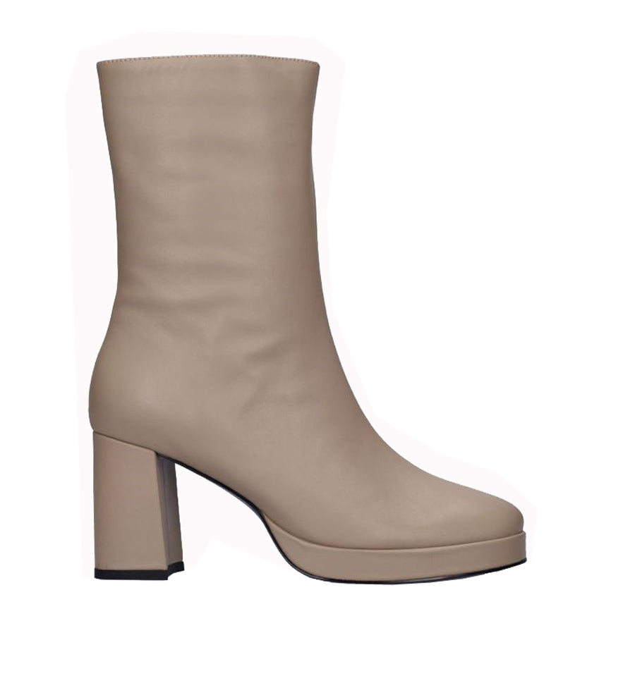 Botín con plataforma en piel taupe