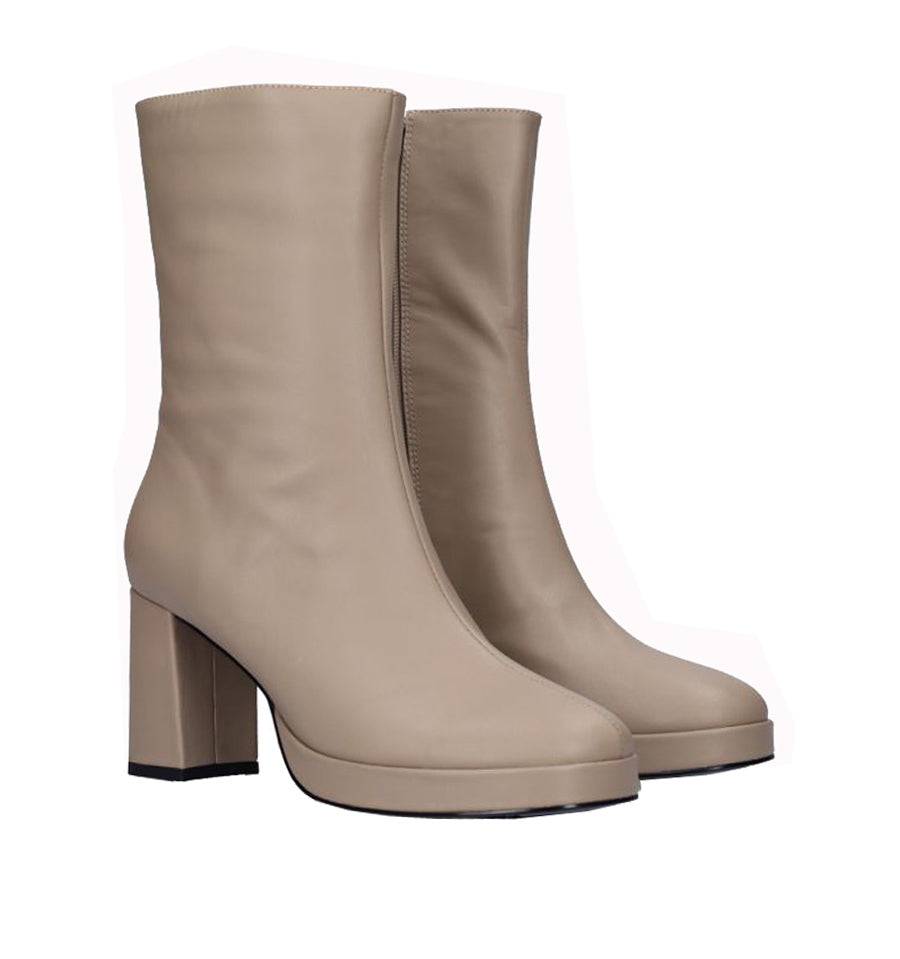 Botín con plataforma en piel taupe