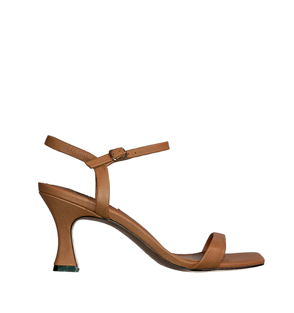 Sandalia media en camel-piel
