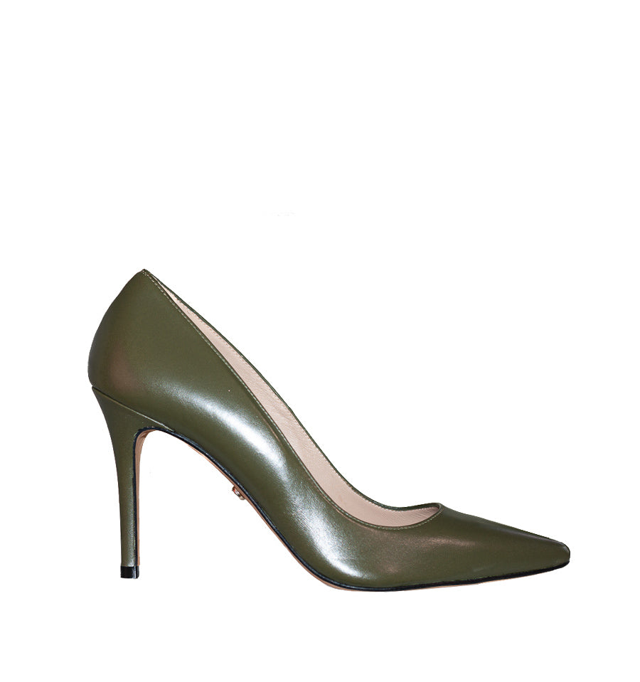 SUSAN-Stiletto medio/alto en piel kaki