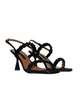 Sandalia dos tiras en cristal negro
